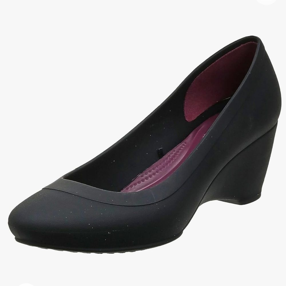 CROCS Black Lina Wedge Heels-9
